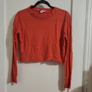 Vibrant Orange Long Sleeve Crop Top